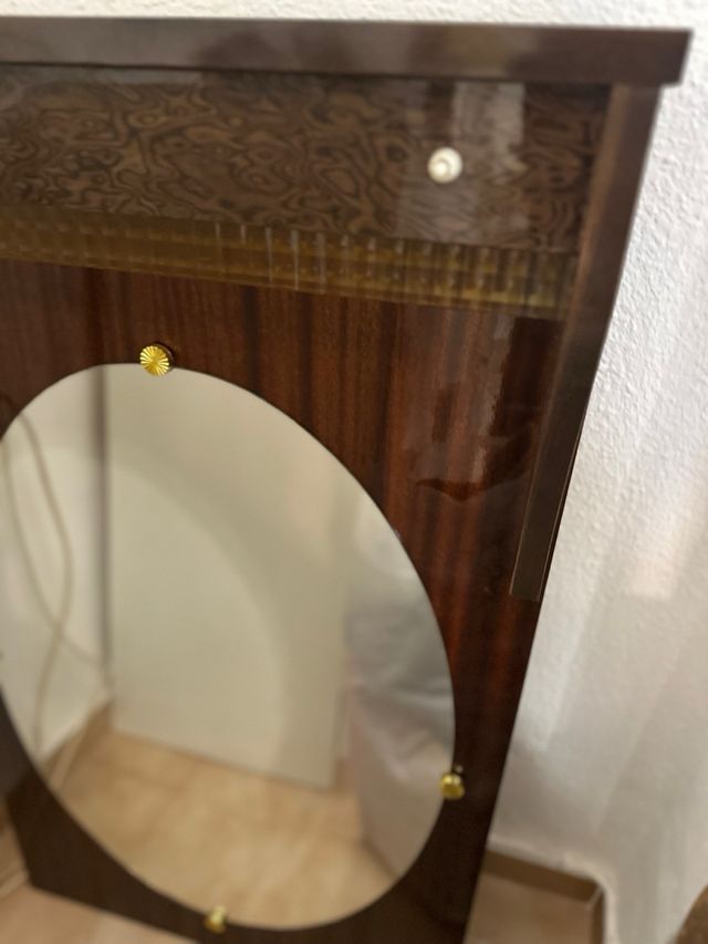 Espejo de tocador antiguo madera y cristal