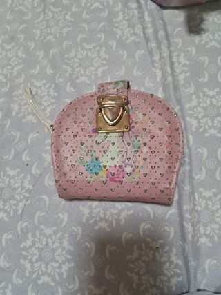 Billetera infantil unicornio rosa con detalles dor