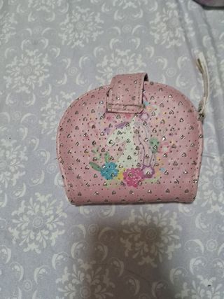 Billetera infantil unicornio rosa con detalles dor