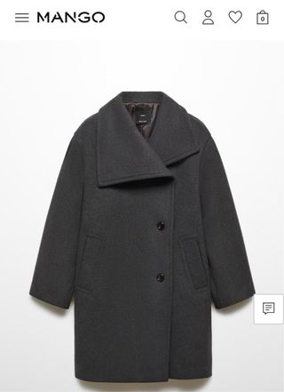 Abrigo Mango Lana Maxi Solapas Gris