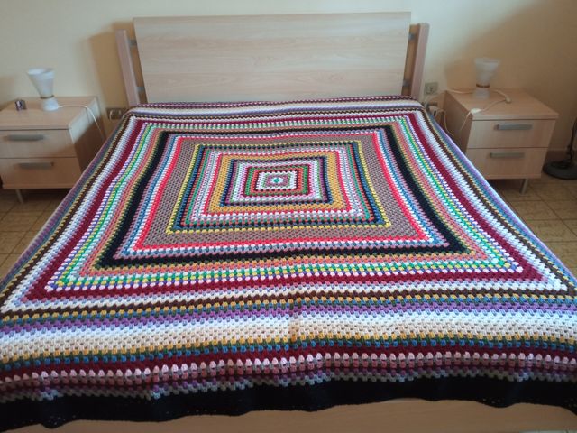 Coperta Maxi Granny Square Matrimoniale handmade