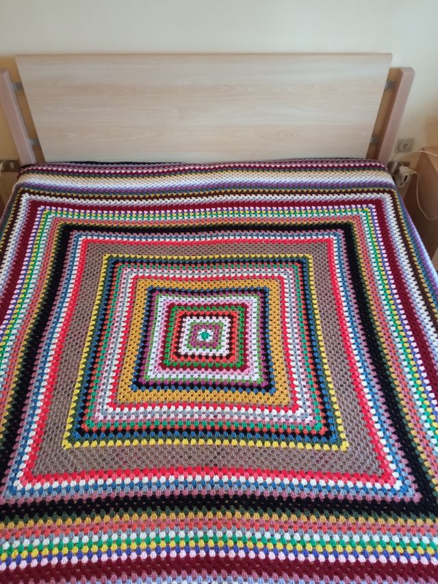 Coperta Maxi Granny Square Matrimoniale handmade