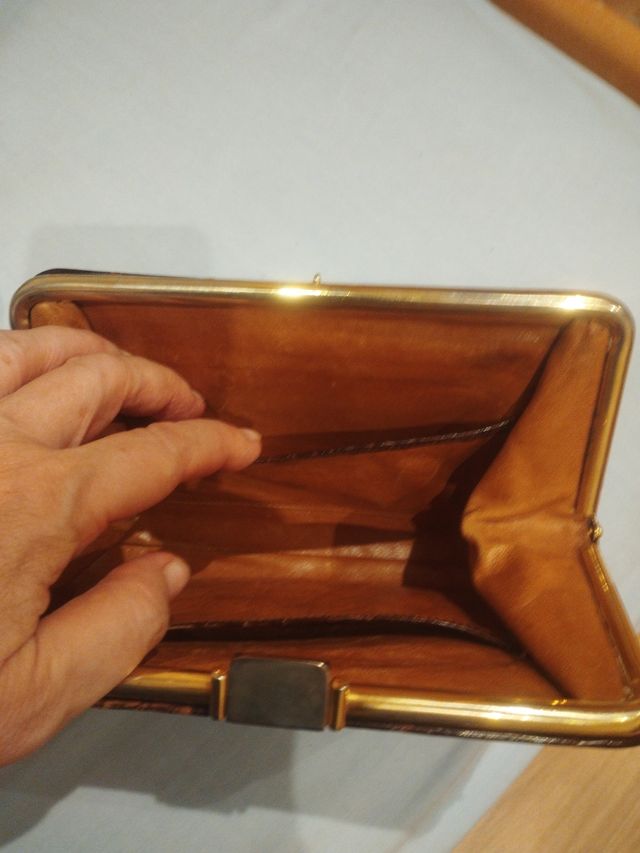 Cartera mano piel cocodrilo vintage