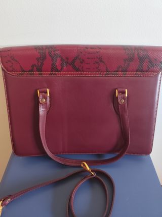 Maletín de trabajo mujer piel serpiente burdeos