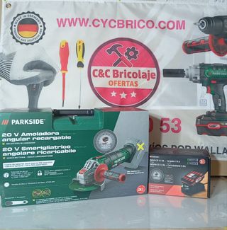 Amoladora Angular Parkside 20V batería y cargador 