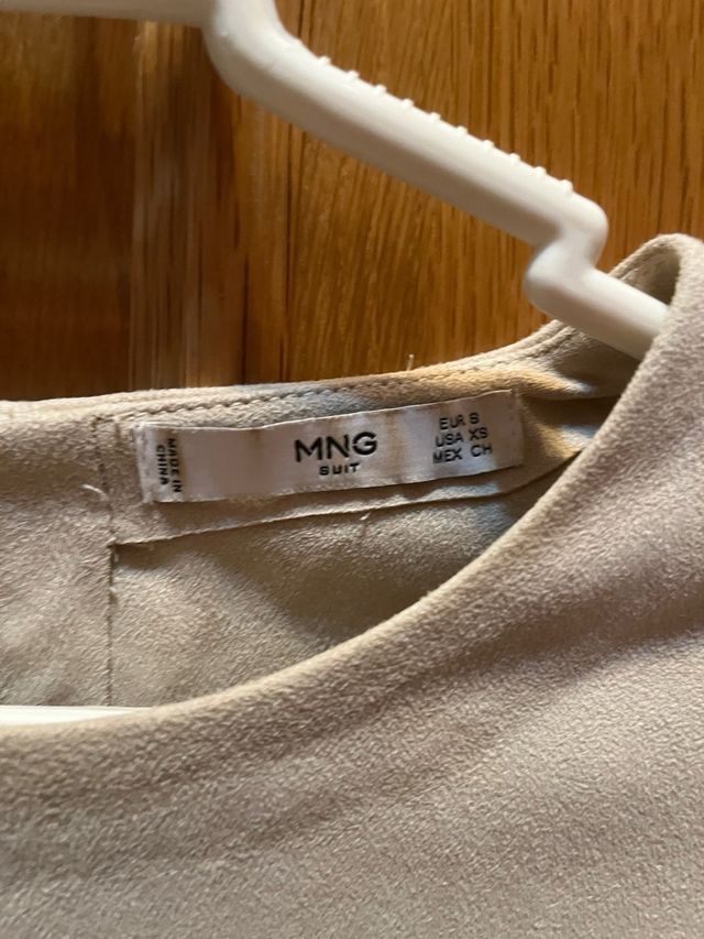 Top Mango Talla S Tirantes Volante Beige