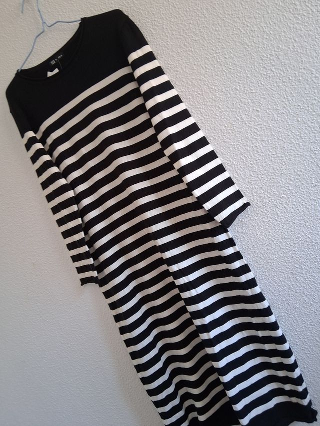 Vestido largo rayas blanco y negro T. XS/S