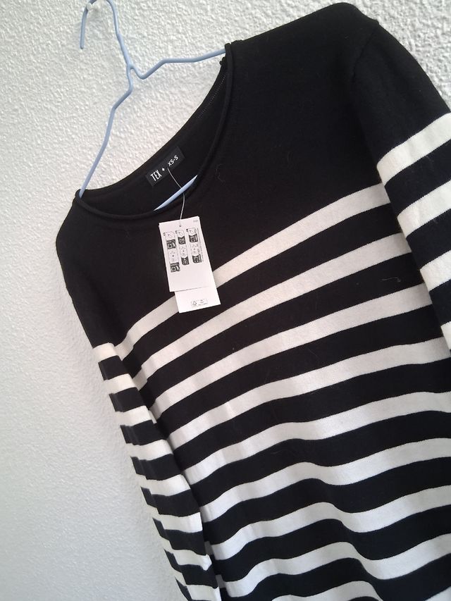 Vestido largo rayas blanco y negro T. XS/S