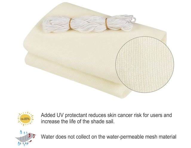 Vela de sombra color crema 5x7m