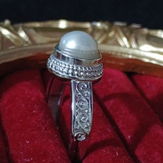 Anillo Acero Inoxidable Perla Agua Dulce