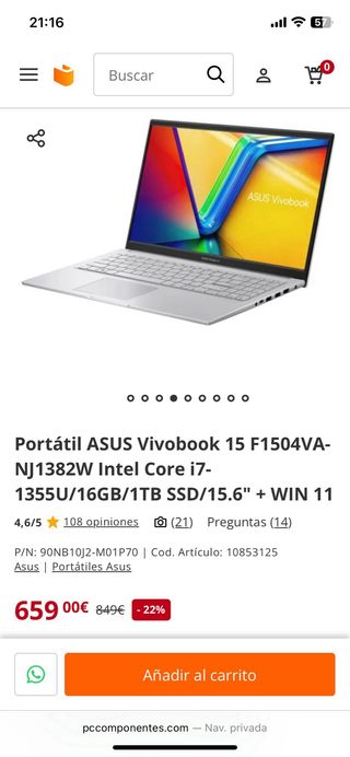 Asus Vivobook i7 16GB 1TB SSD + Win 11