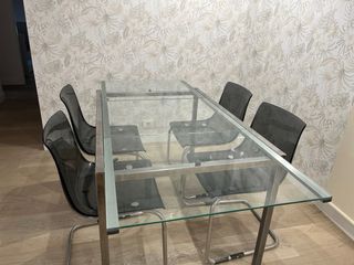 Mesa de comedor extensible cristal y metal