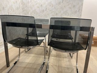 Mesa de comedor extensible cristal y metal
