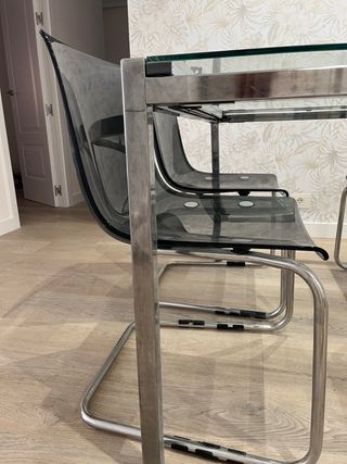 Mesa de comedor extensible cristal y metal