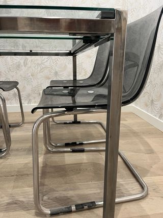 Mesa de comedor extensible cristal y metal