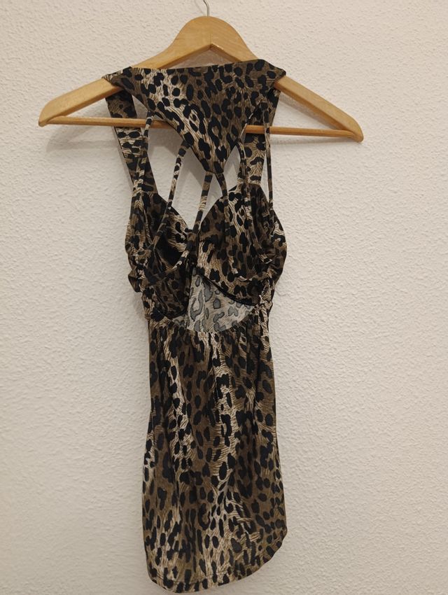 Camiseta sin mangas con estampado de leopardo