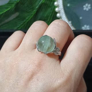 Anillo Acero Inoxidable Fluorita Natural