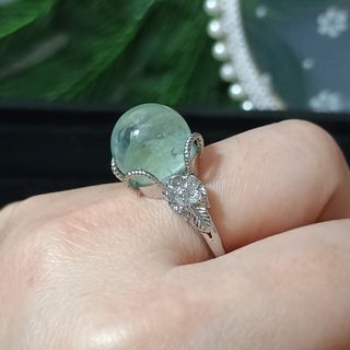 Anillo Acero Inoxidable Fluorita Natural