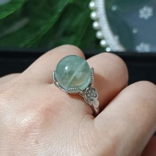 Anillo Acero Inoxidable Fluorita Natural