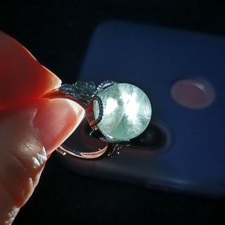 Anillo Acero Inoxidable Fluorita Natural