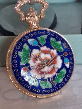 Orologio da tasca smalto Cloisonné floreale