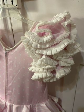 Vestido de flamenca rosa y blanco