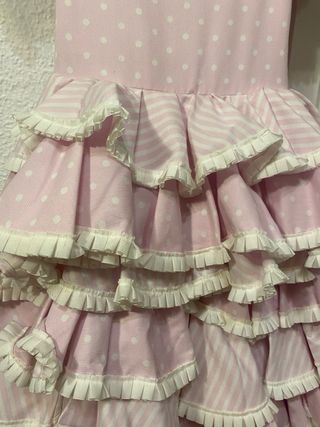 Vestido de flamenca rosa y blanco