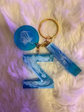 Portachiavi lettera Z resina blu