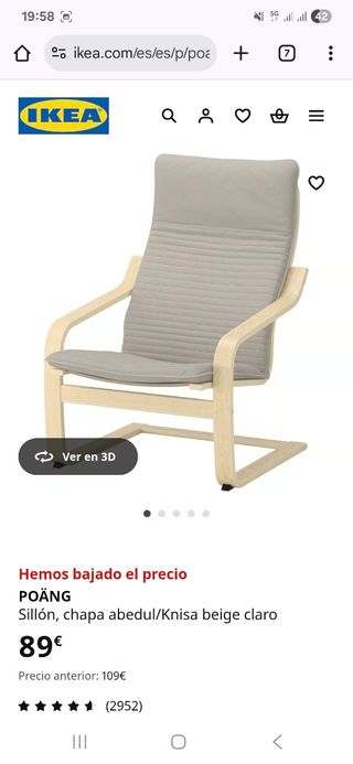 Sillón Poäng Ikea Madera Gris
