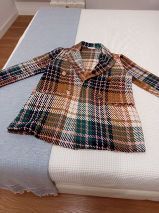 Chaqueta de cuadros marrón y verde 38/40