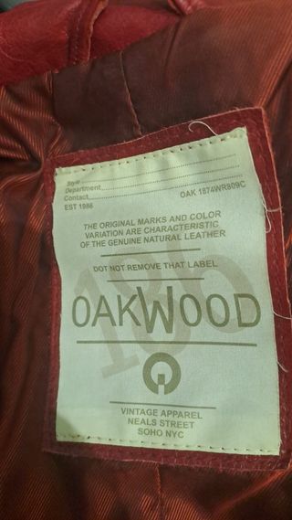 Cazadora Piel Roja Talla 38 Mujer
