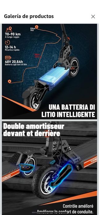 Patinete Eléctrico Todimart 1000W+Casco Aparte 20€