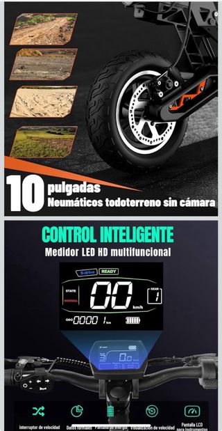 Patinete Eléctrico Todimart 1000W+Casco Aparte 20€