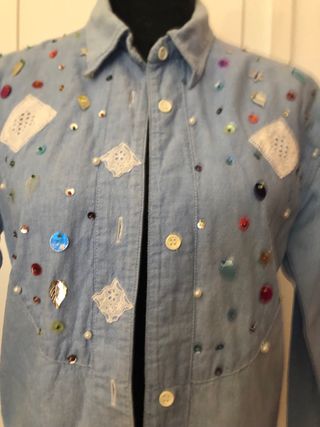 Camicia in denim decorata manica lunga