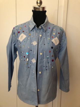 Camicia in denim decorata manica lunga