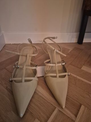 Sandalias Mango Tacón Bajo Beige