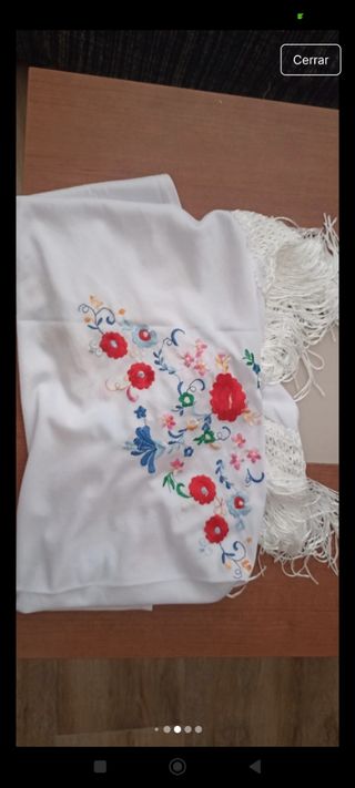 Vestido Flamenca/Fiesta Azul con Chal Blanco