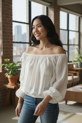 Blusa Zara Blanca Hombros Descubiertos