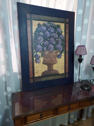 Cuadro Decorativo Flores Moradas y Doradas