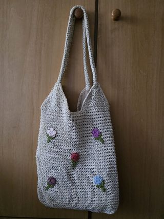 Bolso ganchillo vintage flores años 70
