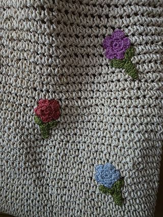 Bolso ganchillo vintage flores años 70