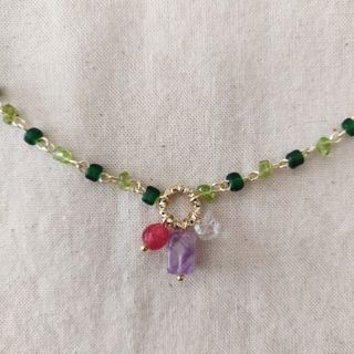 Collana Peridoto e Ametista Oro