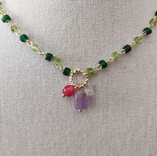 Collana Peridoto e Ametista Oro