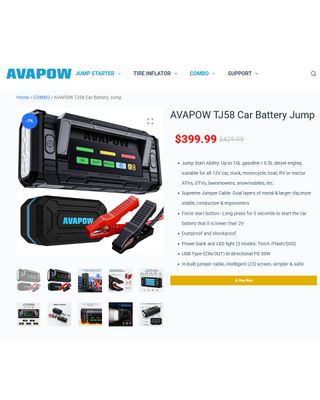 ★ Arrancador Coches, Camiones, SUV.. - AVAPOW TJ58