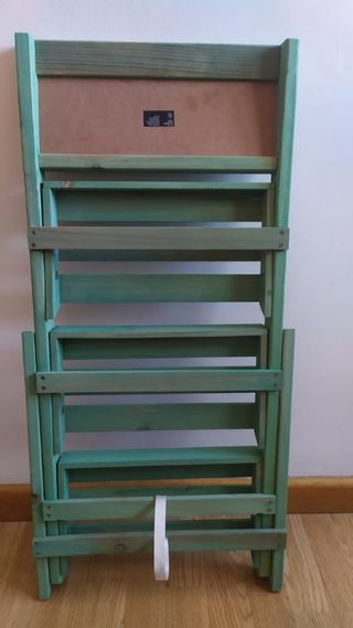 ESTANTERÍA ESCALERA MADERA VERDE