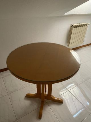 Mesa extensible madera y cristal
