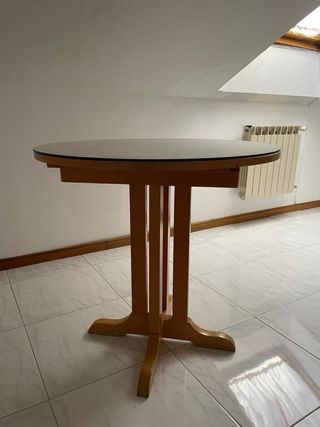 Mesa extensible madera y cristal