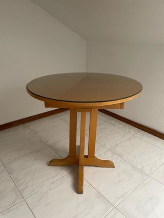 Mesa extensible madera y cristal