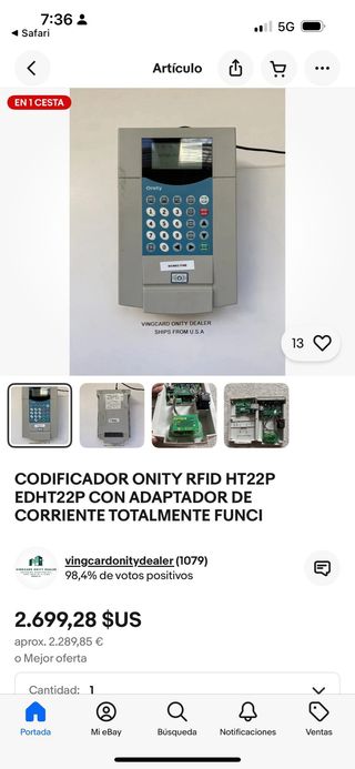 Grabador de Tarjetas Onity EDHT22M