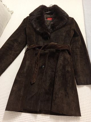 Chaqueta ante marrón chocolate con cuello piel